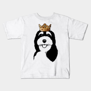 Bernedoodle Dog King Queen Wearing Crown Kids T-Shirt